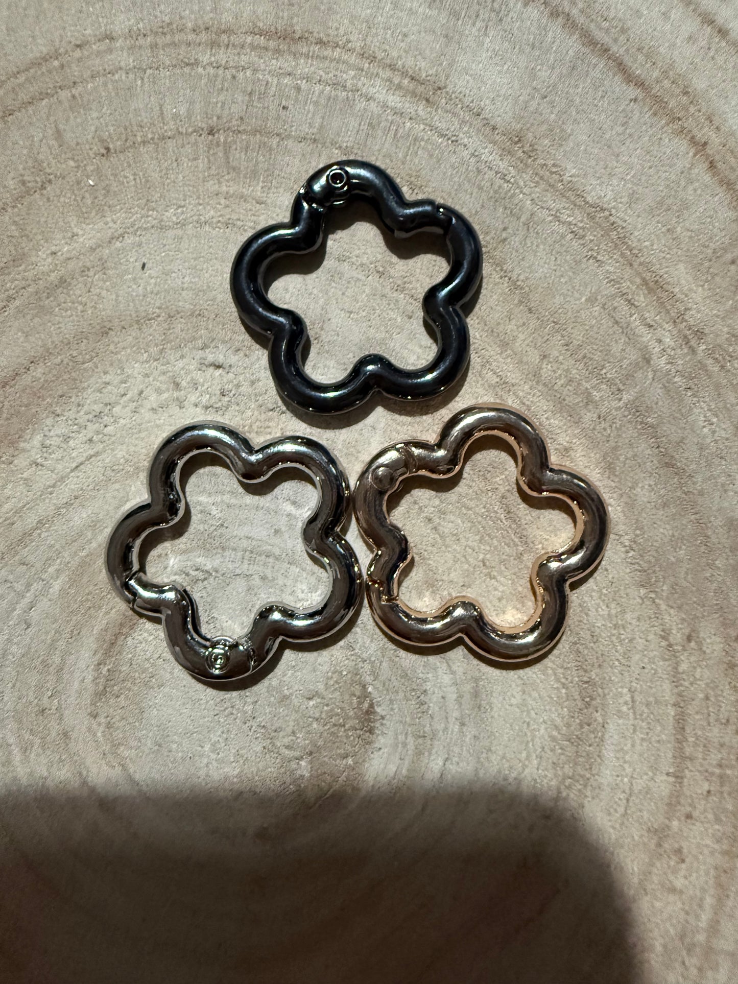 Gold, Silver & Gunmetal Flower Spring Loops
